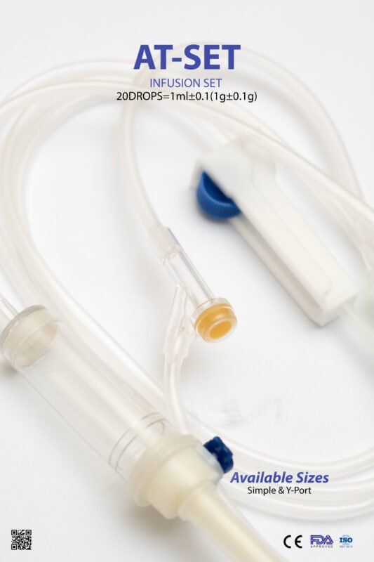 AT-SET Infusion Set with Y Port – 20 Drops = 1mL ±0.1 (1g ±0.1g) for Accurate Fluid Delivery